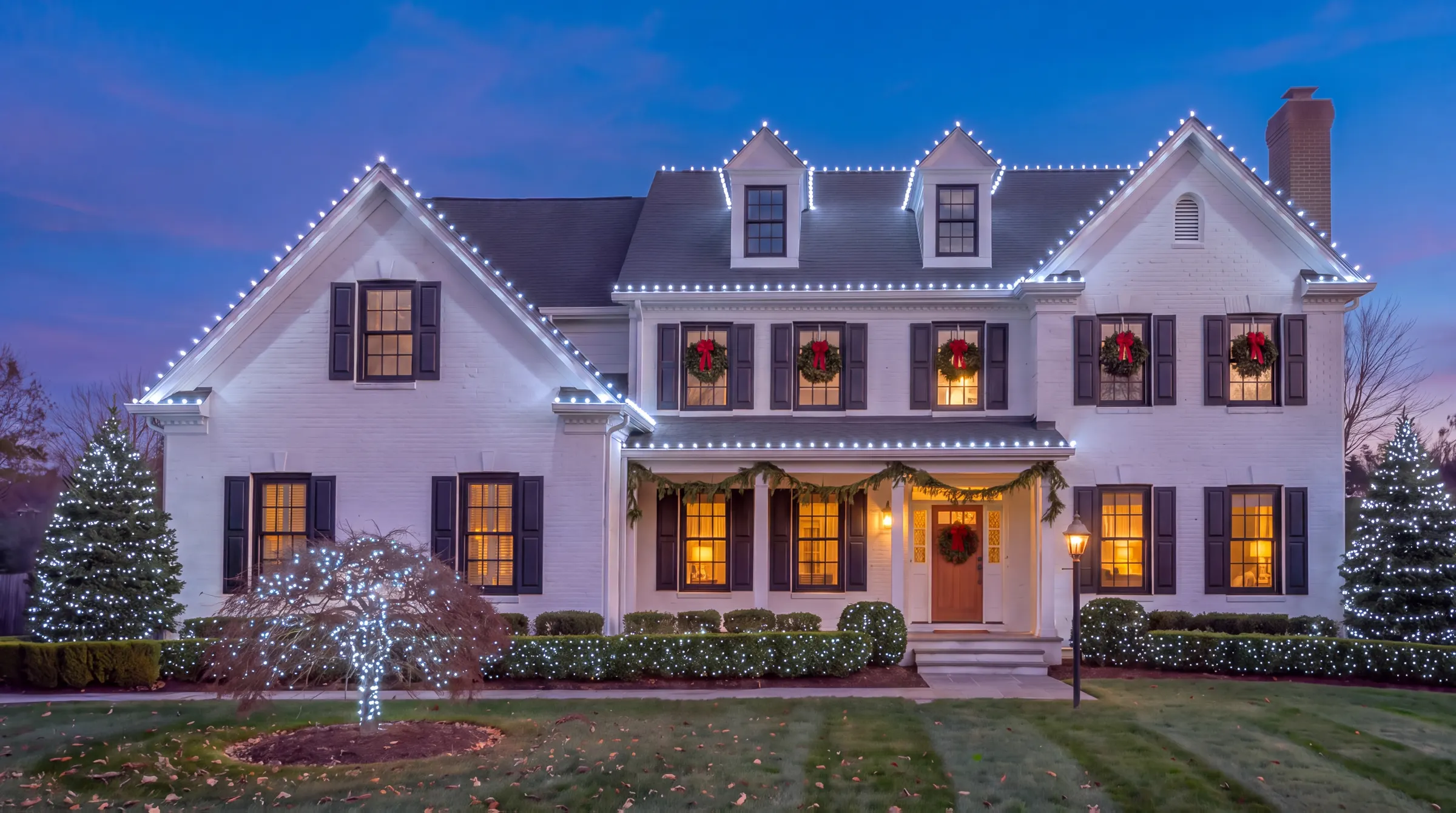 The house lit in Winter White