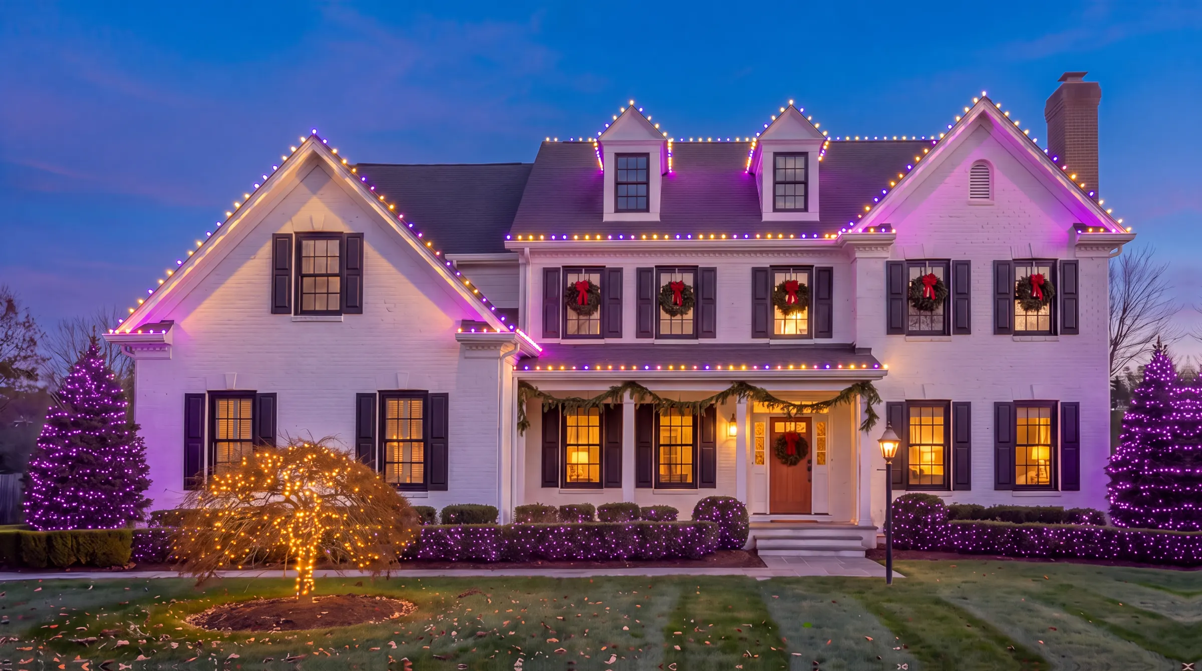 The house lit in Game Day